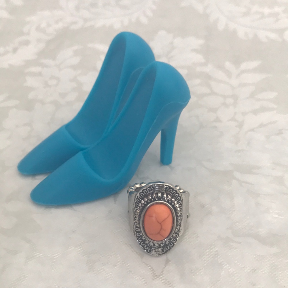 👄Oval Orange Silver ring👄 - Picture 2 of 3